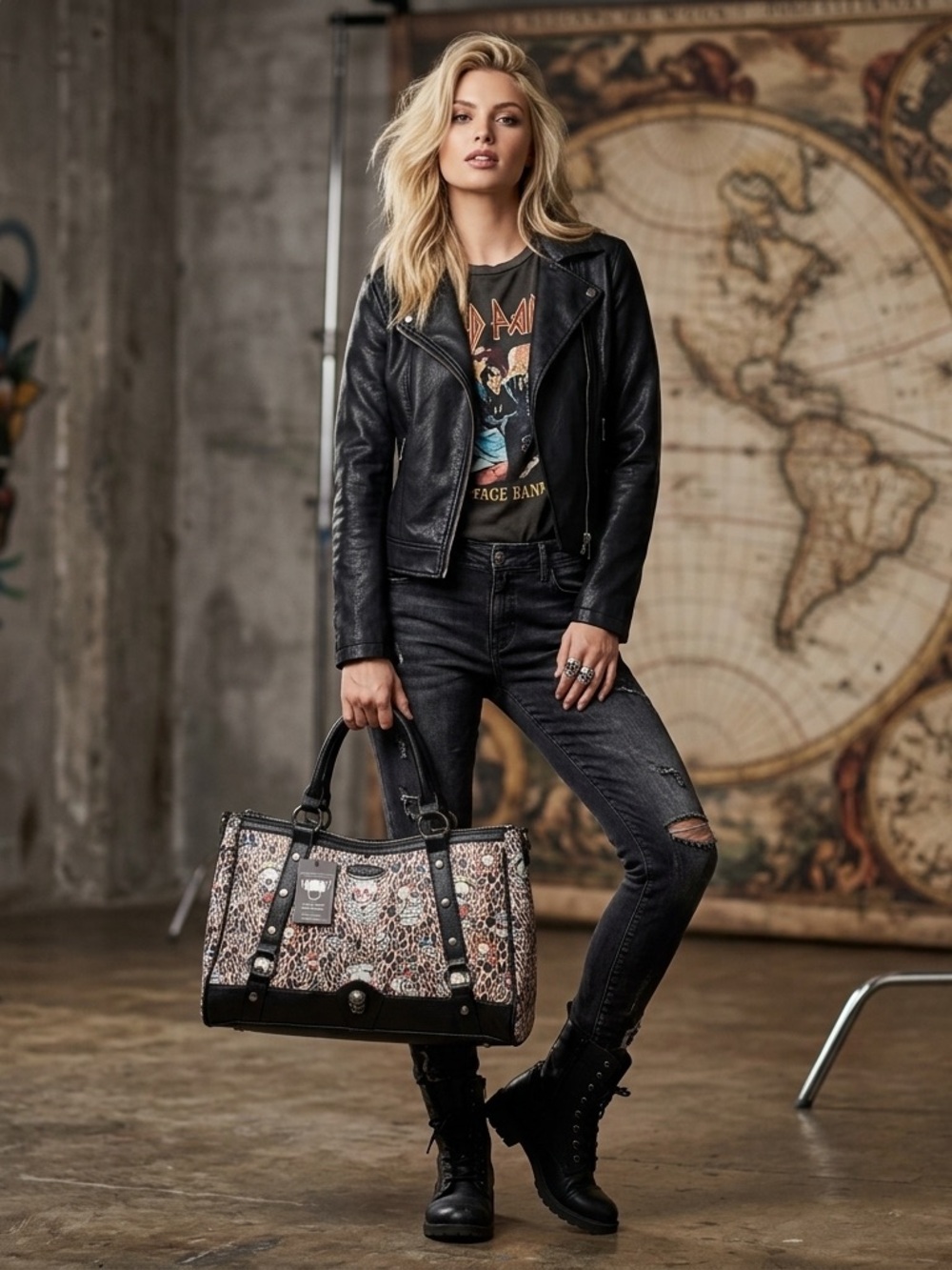 Ed Hardy Y2K Cyber Grunge Tattoo Style "Love Kills Slowly" Satchel NWT